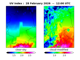 UV index map at 1200 UTC