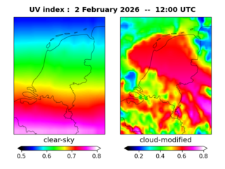UV index map at 1200 UTC