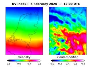 UV index map at 1200 UTC
