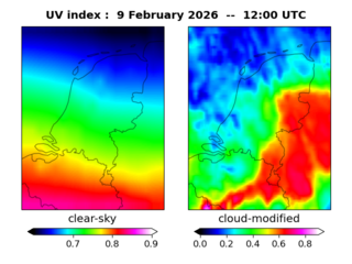 UV index map at 1200 UTC