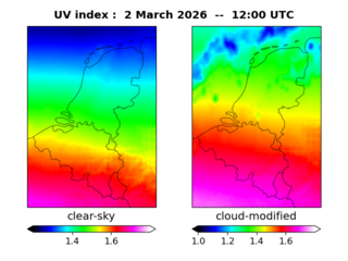 UV index map at 1200 UTC