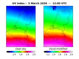 UV index map at 1200 UTC