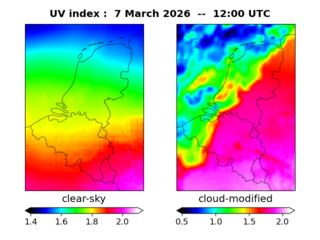 UV index map at 1200 UTC