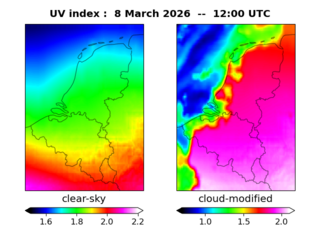 UV index map at 1200 UTC