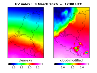 UV index map at 1200 UTC