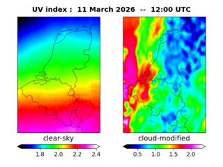 UV index map at 1200 UTC