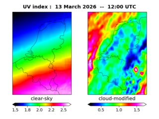 UV index map at 1200 UTC