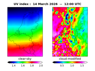 UV index map at 1200 UTC