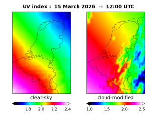 UV index map at 1200 UTC