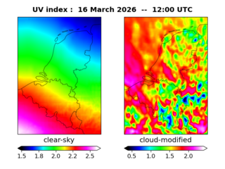 UV index map at 1200 UTC