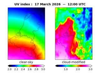 UV index map at 1200 UTC