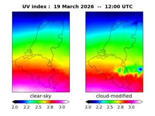UV index map at 1200 UTC