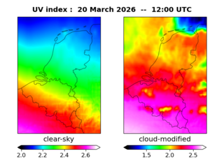 UV index map at 1200 UTC
