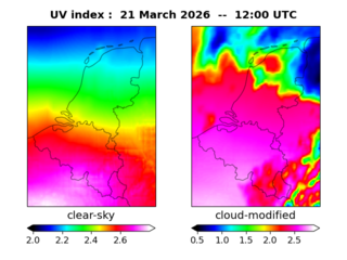 UV index map at 1200 UTC