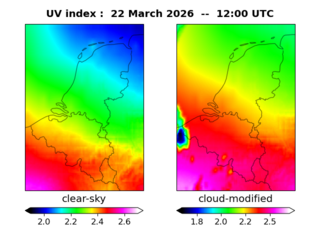UV index map at 1200 UTC