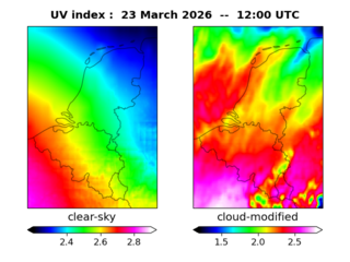 UV index map at 1200 UTC