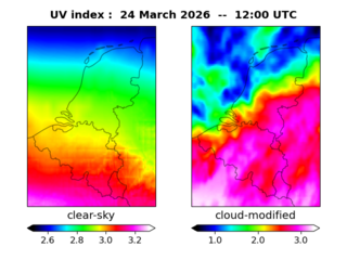 UV index map at 1200 UTC