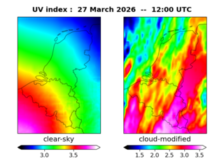 UV index map at 1200 UTC