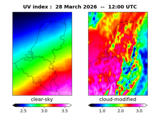 UV index map at 1200 UTC