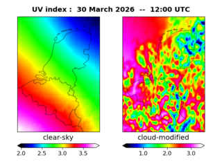 UV index map at 1200 UTC