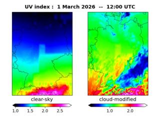 UV index map at 1200 UTC