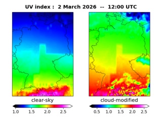 UV index map at 1200 UTC