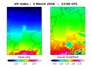 UV index map at 1200 UTC