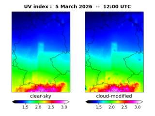 UV index map at 1200 UTC