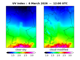 UV index map at 1200 UTC