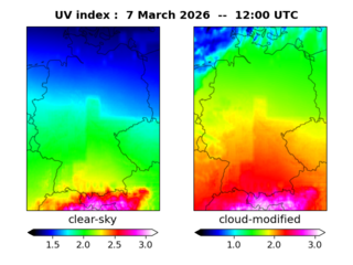 UV index map at 1200 UTC
