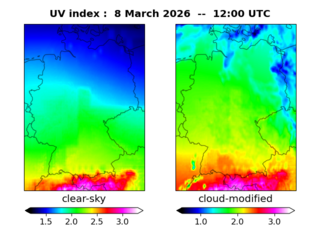 UV index map at 1200 UTC