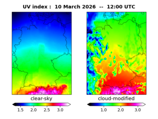 UV index map at 1200 UTC