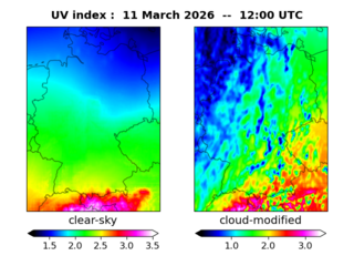 UV index map at 1200 UTC