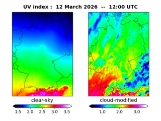 UV index map at 1200 UTC
