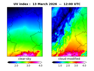 UV index map at 1200 UTC