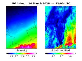 UV index map at 1200 UTC
