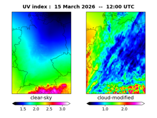 UV index map at 1200 UTC