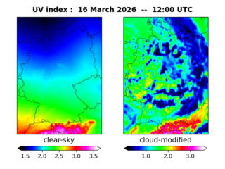 UV index map at 1200 UTC