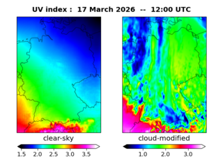 UV index map at 1200 UTC