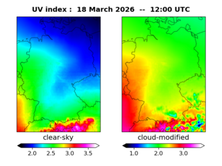 UV index map at 1200 UTC