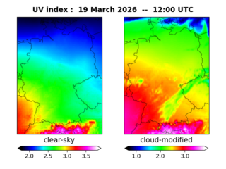 UV index map at 1200 UTC