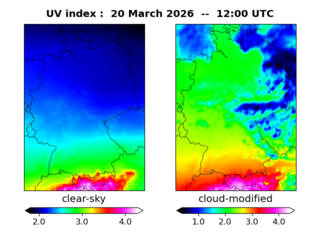 UV index map at 1200 UTC