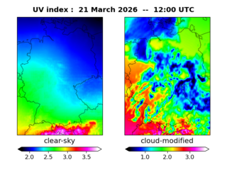 UV index map at 1200 UTC