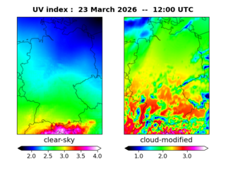 UV index map at 1200 UTC