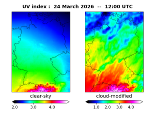 UV index map at 1200 UTC