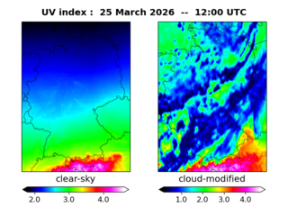 UV index map at 1200 UTC