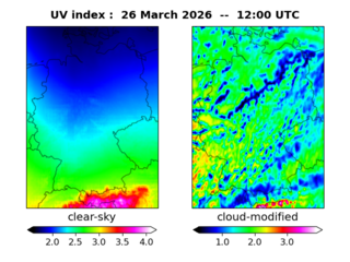 UV index map at 1200 UTC