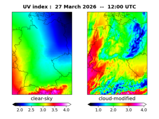 UV index map at 1200 UTC