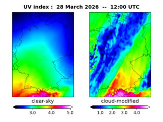 UV index map at 1200 UTC