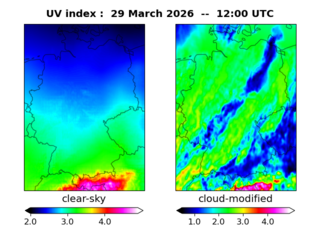 UV index map at 1200 UTC